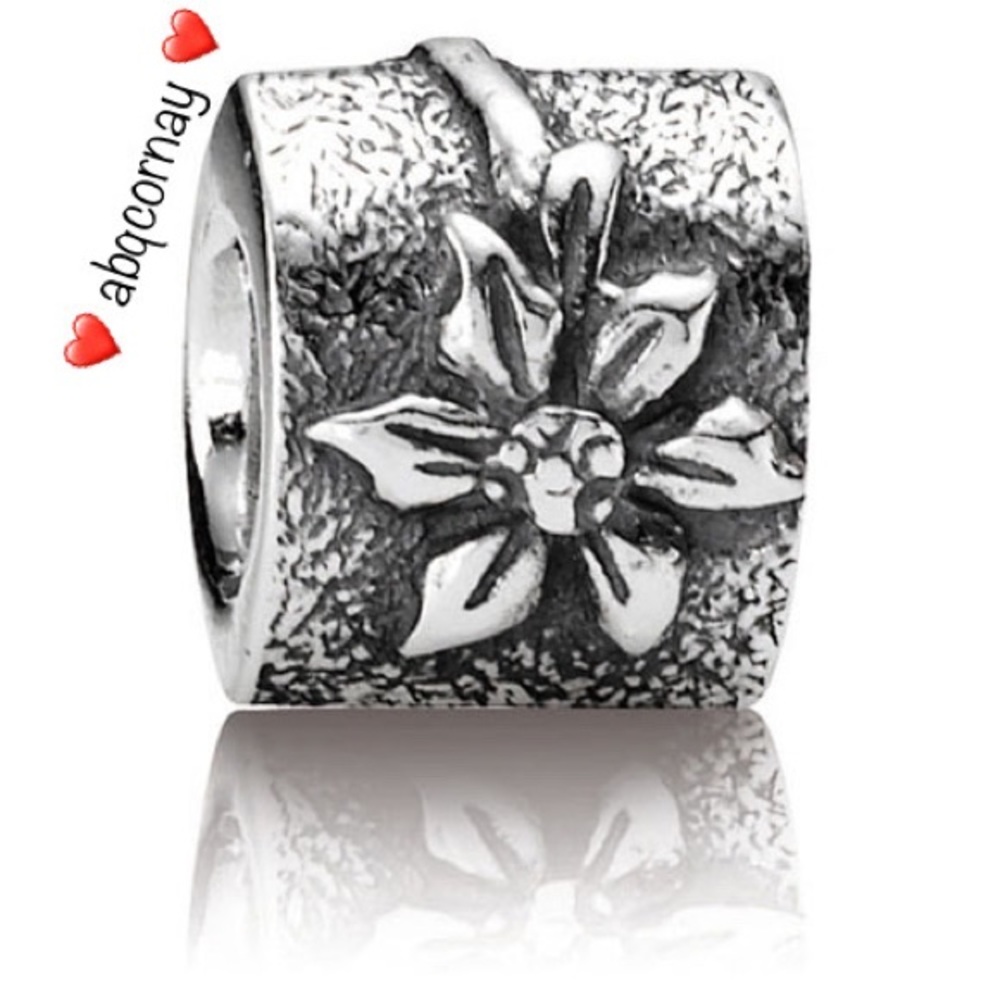 Pandora Retired Sterling Silver Floral Poinsettia Charm